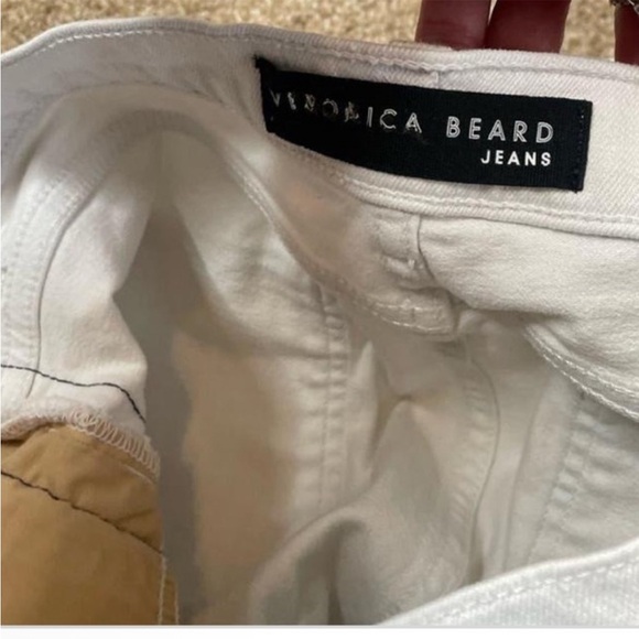 $250 VERONICA BEARD “Carly” White-Denim Raw-Edge Cropped Ankle Jeans, Size 26 - Picture 5 of 5